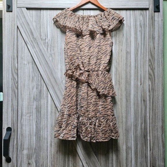 WALTER BAKER Shelly Wrap-Effect Ruffled Tiger-print Crepon Mini Dress - Picture 9 of 14